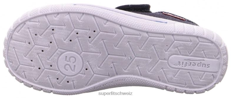 Babys Hausschuhe 44B2D87 Superfit bill - Slipper mit Klettverschluss Blau Rot
