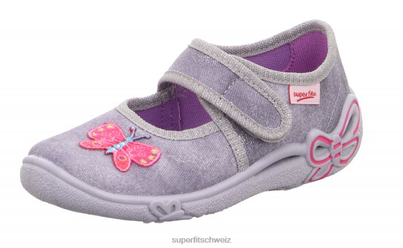 Babys Hausschuhe 44B2D89 Superfit belinda - Slipper mit Klettverschluss hellgrau/rosa