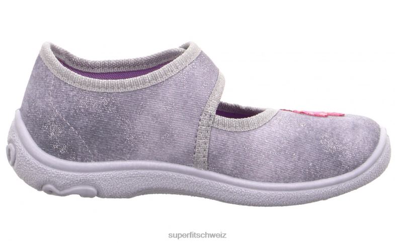 Babys Hausschuhe 44B2D89 Superfit belinda - Slipper mit Klettverschluss hellgrau/rosa