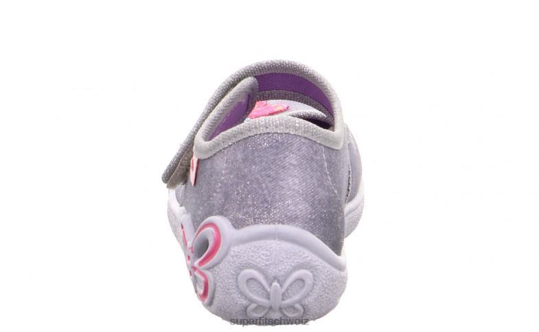 Babys Hausschuhe 44B2D89 Superfit belinda - Slipper mit Klettverschluss hellgrau/rosa