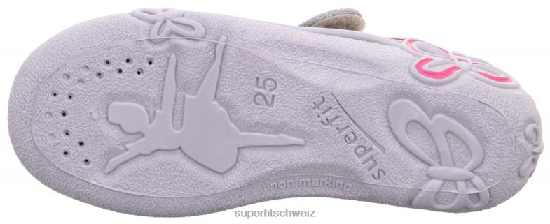 Babys Hausschuhe 44B2D89 Superfit belinda - Slipper mit Klettverschluss hellgrau/rosa