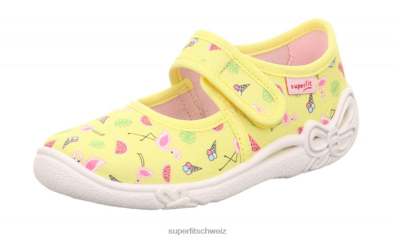 Babys Hausschuhe 44B2D92 Superfit belinda - Slipper mit Klettverschluss gelb/mehrfarbig