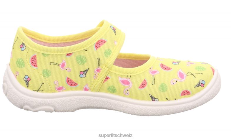 Babys Hausschuhe 44B2D92 Superfit belinda - Slipper mit Klettverschluss gelb/mehrfarbig