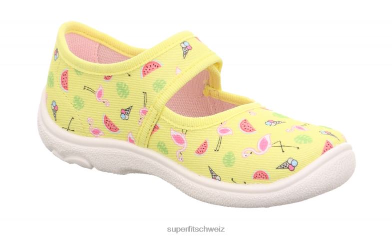 Babys Hausschuhe 44B2D92 Superfit belinda - Slipper mit Klettverschluss gelb/mehrfarbig