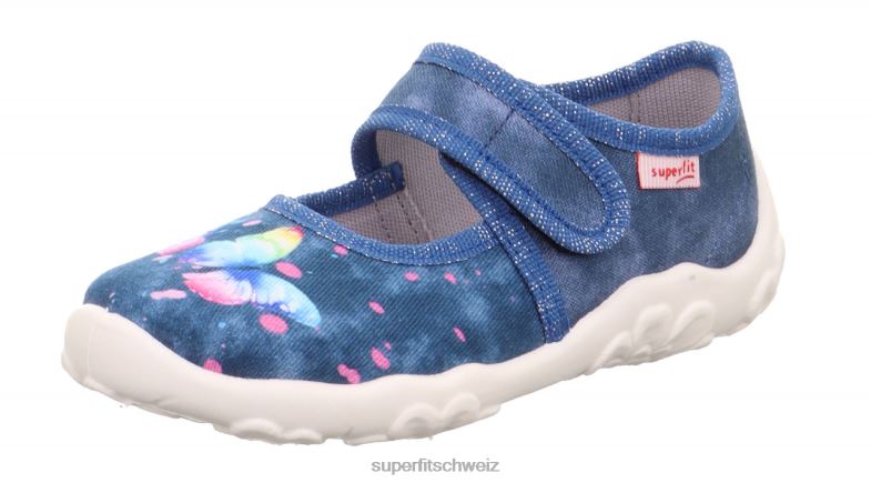 Babys Hausschuhe 44B2D95 Superfit bonny - Slipper mit Klettverschluss Blau