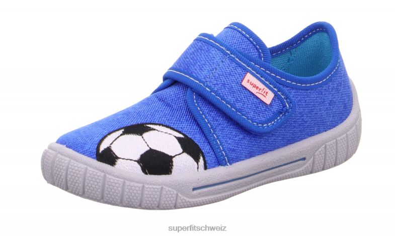 Babys Hausschuhe 44B2D96 Superfit bill - Slipper mit Klettverschluss Blau Weiss