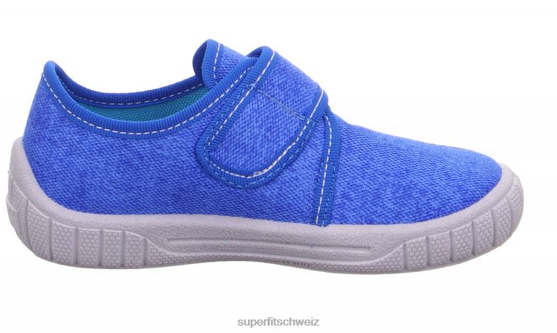 Babys Hausschuhe 44B2D96 Superfit bill - Slipper mit Klettverschluss Blau Weiss