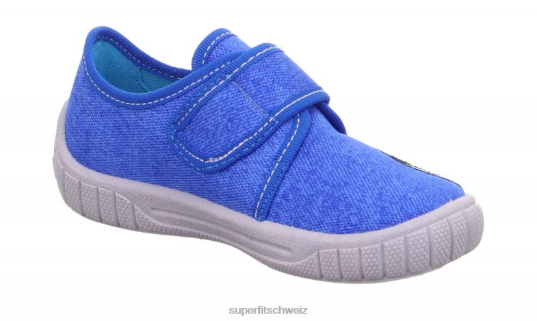 Babys Hausschuhe 44B2D96 Superfit bill - Slipper mit Klettverschluss Blau Weiss