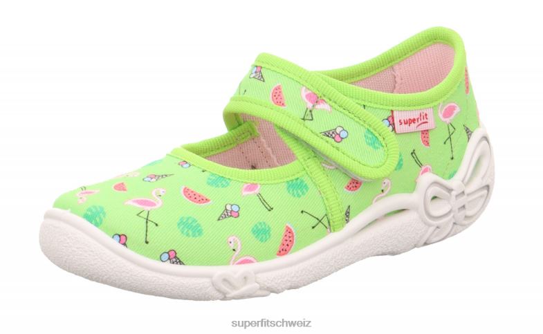 Babys Hausschuhe 44B2D98 Superfit belinda - Slipper mit Klettverschluss hellgrün/mehrfarbig