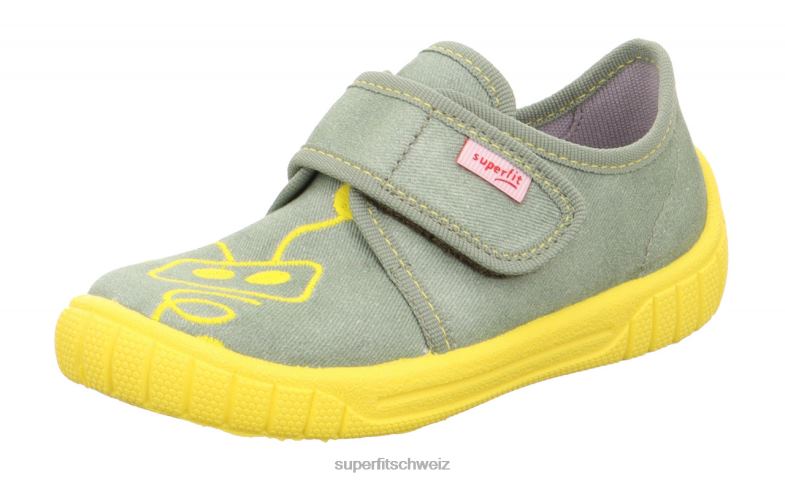 Babys Hausschuhe 44B2D99 Superfit bill - Slipper mit Klettverschluss hellgrün