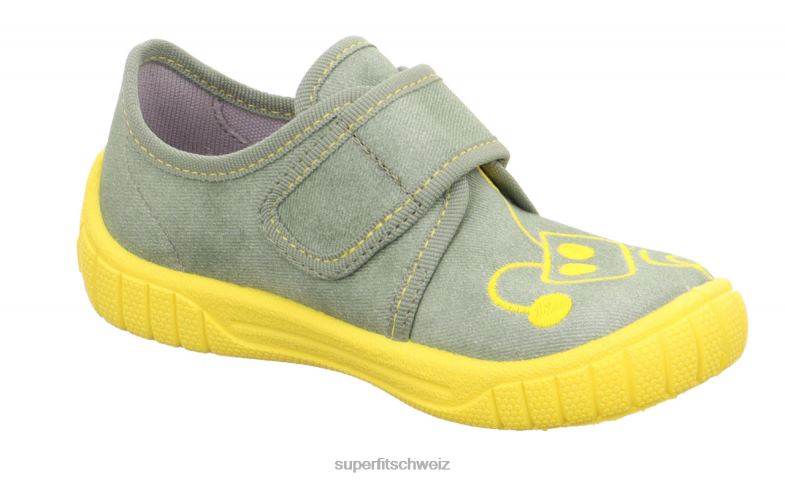 Babys Hausschuhe 44B2D99 Superfit bill - Slipper mit Klettverschluss hellgrün