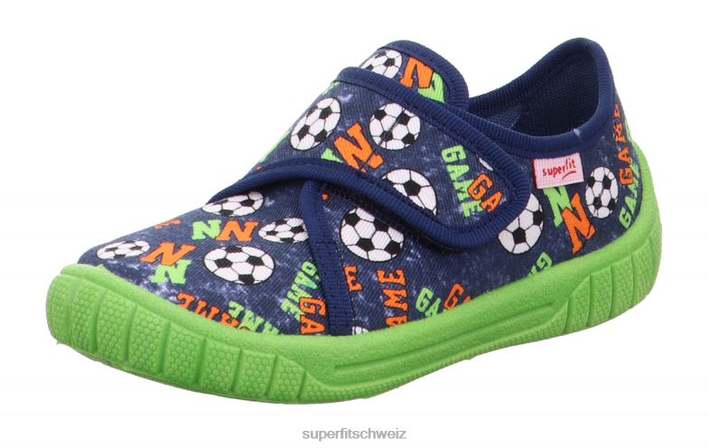Babys Hausschuhe 44B2D9 Superfit bill - Slipper mit Klettverschluss Blau