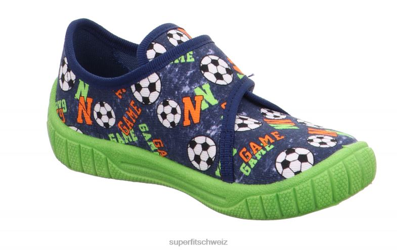 Babys Hausschuhe 44B2D9 Superfit bill - Slipper mit Klettverschluss Blau