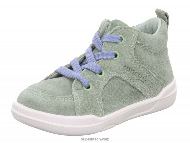 Babys hohe Turnschuhe 44B2D248 Superfit superfree - Sneaker hoch mit Schnürung hellgrün/blau