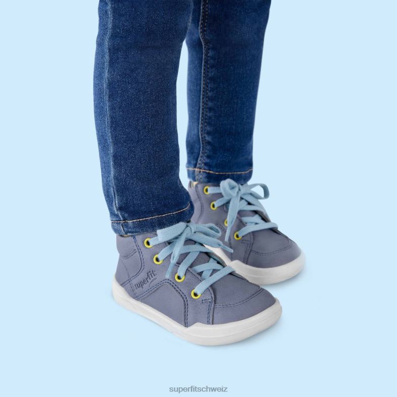 Babys hohe Turnschuhe 44B2D301 Superfit superfree - Sneaker hoch mit Schnürung blau/hellblau