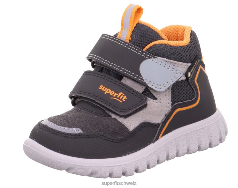 Babys hohe Turnschuhe 44B2D365 Superfit sport7 mini - Sneaker hoch mit Klettverschluss grau/orange