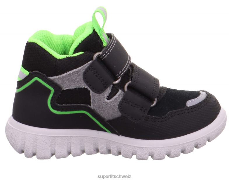 Babys hohe Turnschuhe 44B2D401 Superfit sport7 mini - Sneaker hoch mit Klettverschluss Schwarz Grün