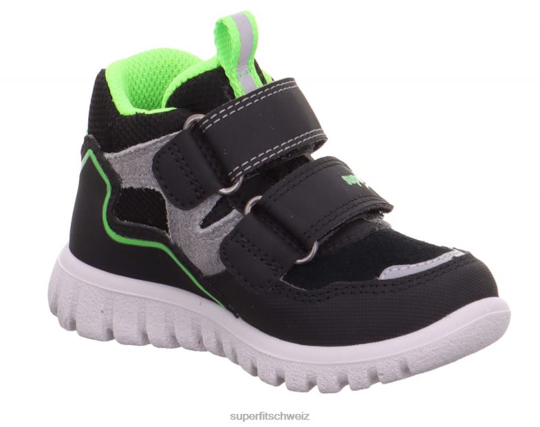 Babys hohe Turnschuhe 44B2D401 Superfit sport7 mini - Sneaker hoch mit Klettverschluss Schwarz Grün