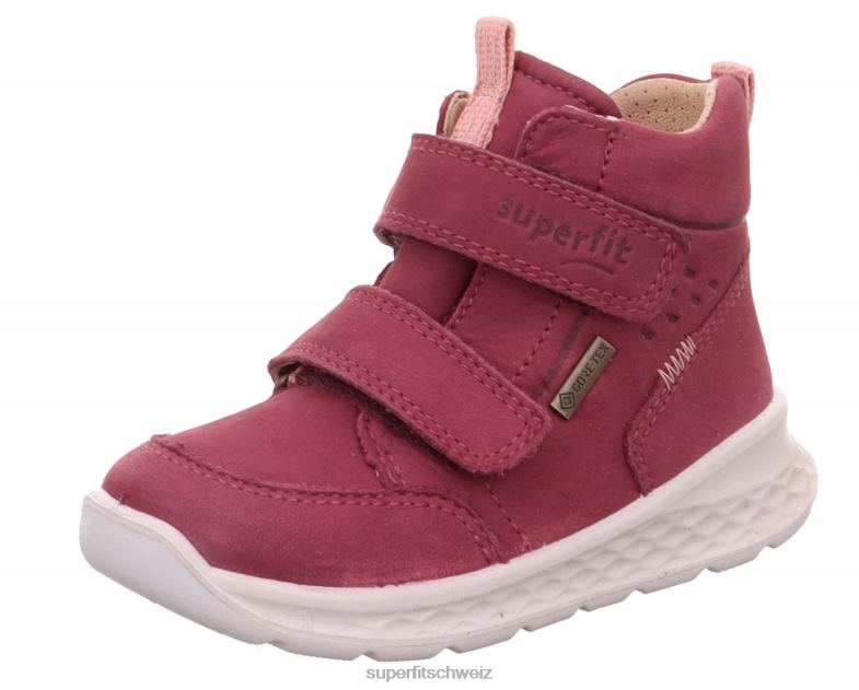 Babys hohe Turnschuhe 44B2D433 Superfit Breeze - Sneaker hoch mit Klettverschluss rosa/orange