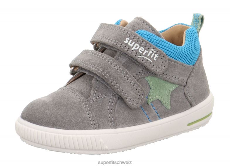 Babys niedrige Turnschuhe 44B2D236 Superfit moppy - Sneaker Low mit Klettverschluss hellgrau/blau
