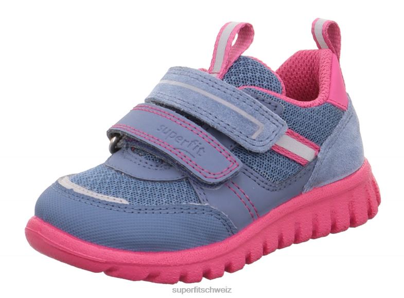 Babys niedrige Turnschuhe 44B2D238 Superfit sport7 mini – Sneaker Low mit Klettverschluss Blau Rosa