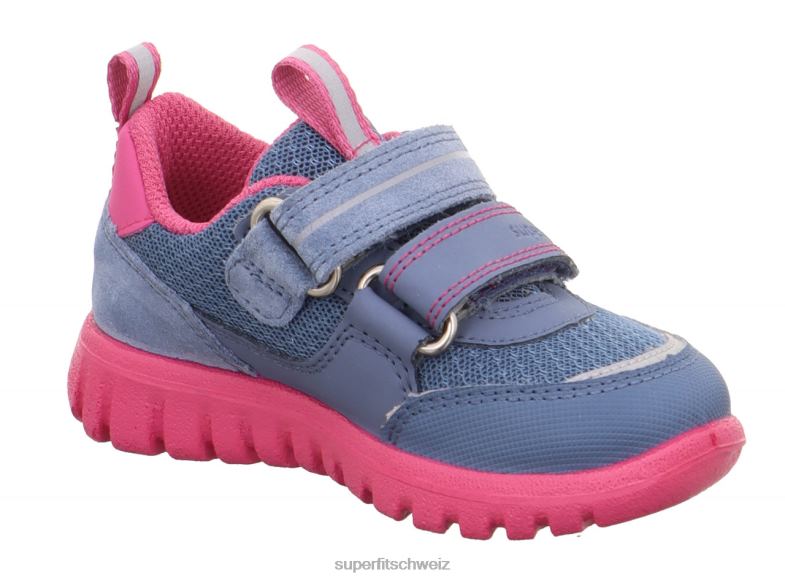 Babys niedrige Turnschuhe 44B2D238 Superfit sport7 mini – Sneaker Low mit Klettverschluss Blau Rosa