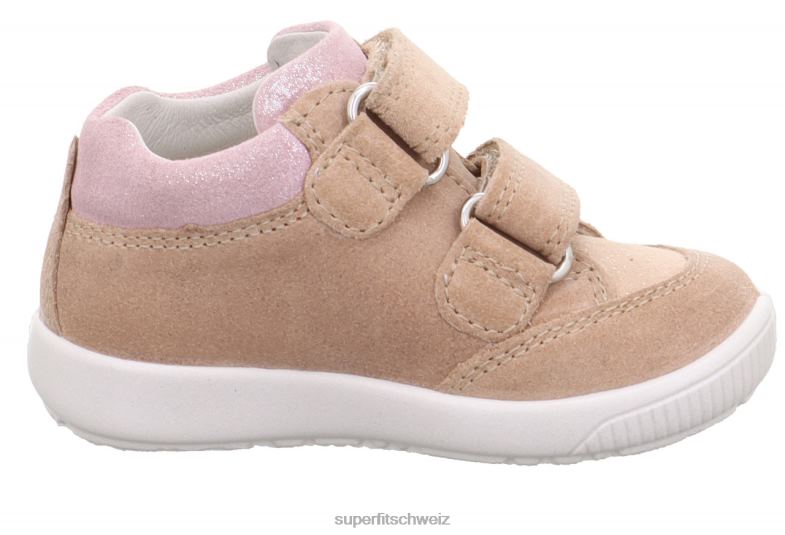 Babys niedrige Turnschuhe 44B2D239 Superfit Starlight – Sneaker Low mit Klettverschluss beige/rosa