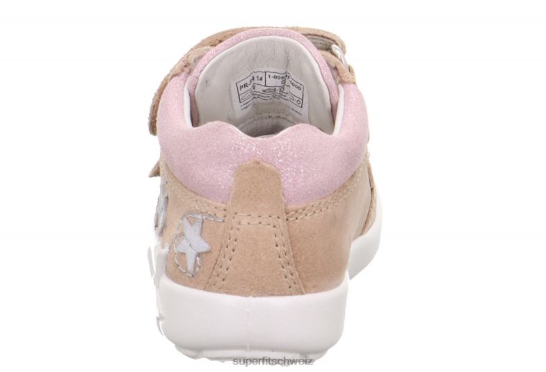 Babys niedrige Turnschuhe 44B2D239 Superfit Starlight – Sneaker Low mit Klettverschluss beige/rosa