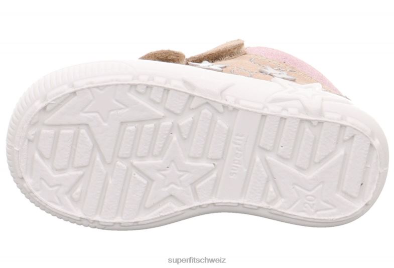 Babys niedrige Turnschuhe 44B2D239 Superfit Starlight – Sneaker Low mit Klettverschluss beige/rosa
