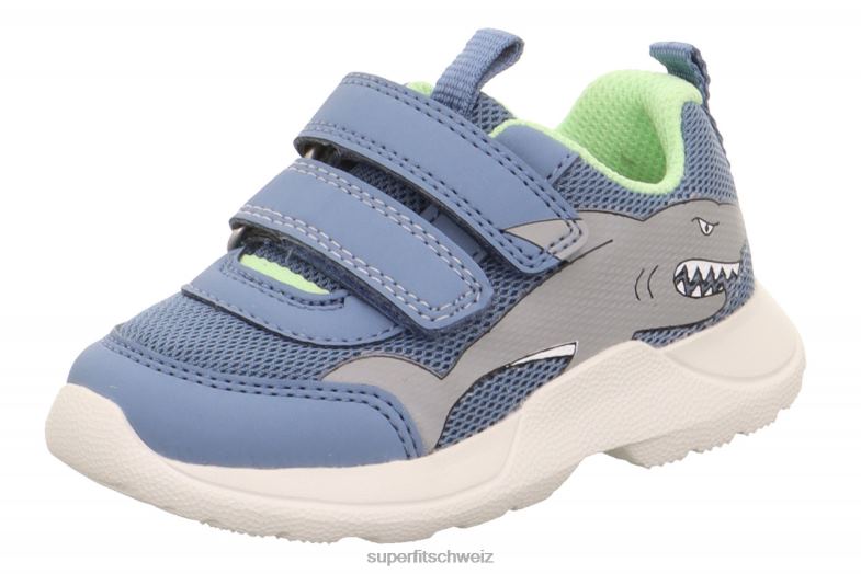 Babys niedrige Turnschuhe 44B2D240 Superfit Rush - Low-Sneaker mit Klettverschluss blau/hellgrün