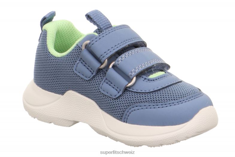 Babys niedrige Turnschuhe 44B2D240 Superfit Rush - Low-Sneaker mit Klettverschluss blau/hellgrün