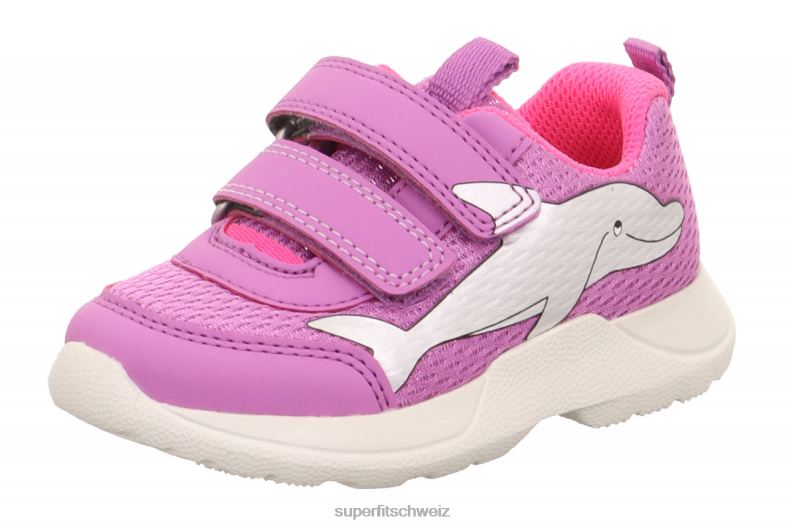 Babys niedrige Turnschuhe 44B2D241 Superfit Rush - Low-Sneaker mit Klettverschluss Purpur Rosa