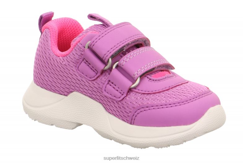 Babys niedrige Turnschuhe 44B2D241 Superfit Rush - Low-Sneaker mit Klettverschluss Purpur Rosa