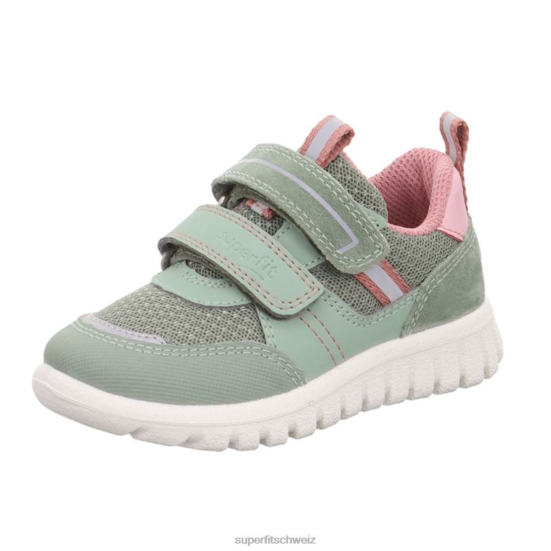 Babys niedrige Turnschuhe 44B2D243 Superfit sport7 mini – Sneaker Low mit Klettverschluss hellgrün/rosa
