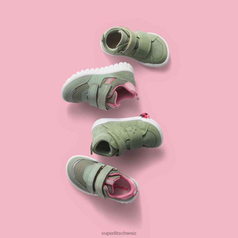 Babys niedrige Turnschuhe 44B2D243 Superfit sport7 mini – Sneaker Low mit Klettverschluss hellgrün/rosa