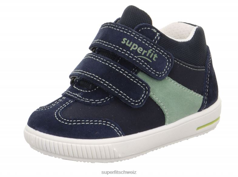 Babys niedrige Turnschuhe 44B2D245 Superfit moppy - Sneaker Low mit Klettverschluss blau/hellgrün