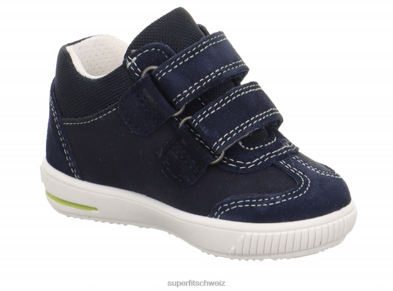 Babys niedrige Turnschuhe 44B2D245 Superfit moppy - Sneaker Low mit Klettverschluss blau/hellgrün