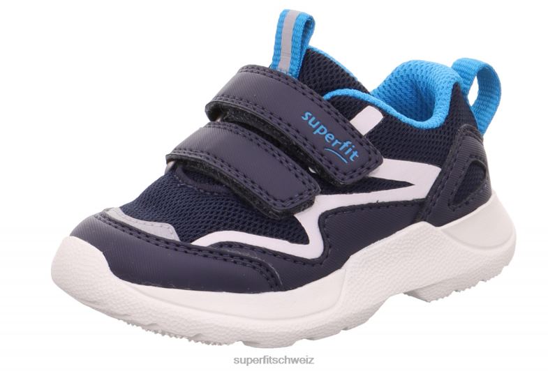Babys niedrige Turnschuhe 44B2D247 Superfit Rush - Low-Sneaker mit Klettverschluss blau/türkis