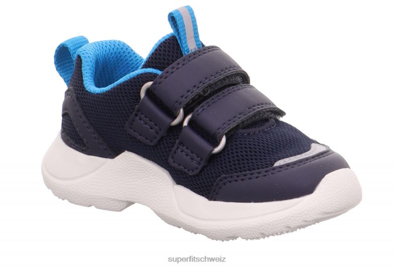 Babys niedrige Turnschuhe 44B2D247 Superfit Rush - Low-Sneaker mit Klettverschluss blau/türkis