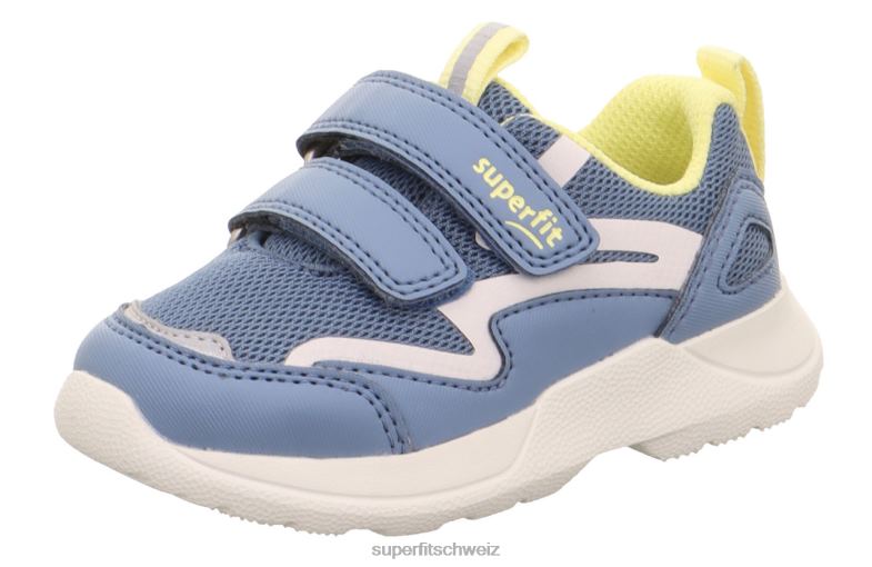 Babys niedrige Turnschuhe 44B2D251 Superfit Rush - Low-Sneaker mit Klettverschluss Blau Gelb