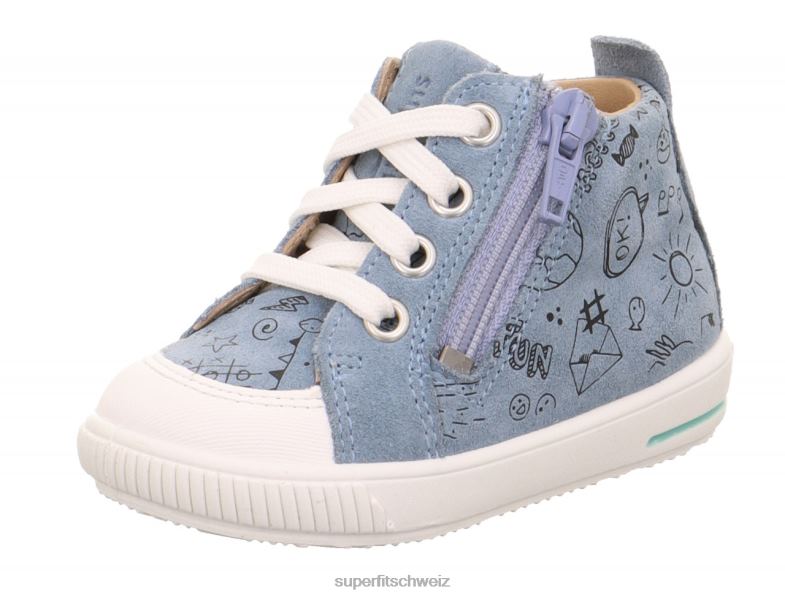Babys niedrige Turnschuhe 44B2D255 Superfit moppy – Sneaker Low mit Reißverschluss Blau Weiss