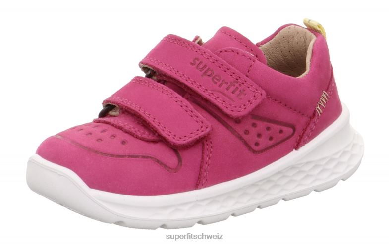 Babys niedrige Turnschuhe 44B2D256 Superfit Breeze - Low-Sneaker mit Klettverschluss rosa/gelb