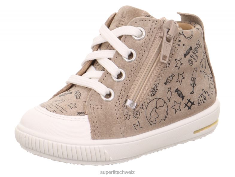 Babys niedrige Turnschuhe 44B2D257 Superfit moppy – Sneaker Low mit Reißverschluss beige/weiß