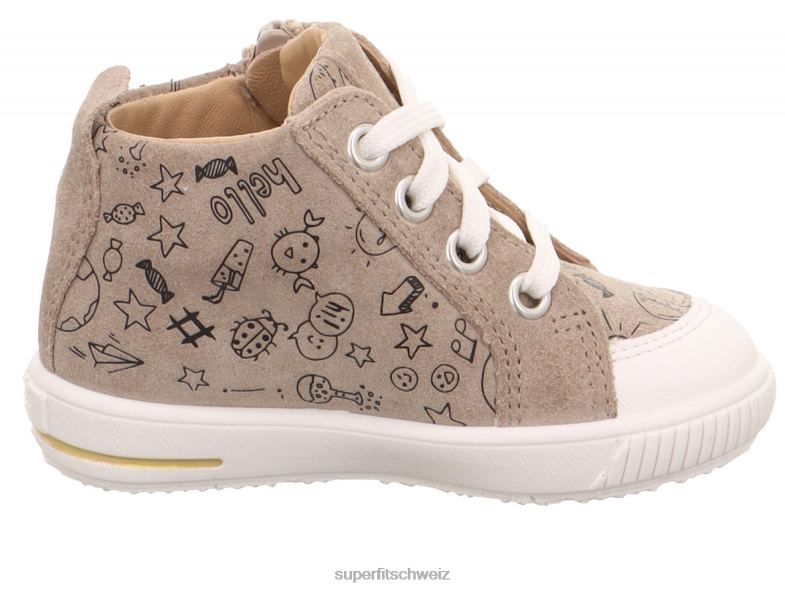 Babys niedrige Turnschuhe 44B2D257 Superfit moppy – Sneaker Low mit Reißverschluss beige/weiß