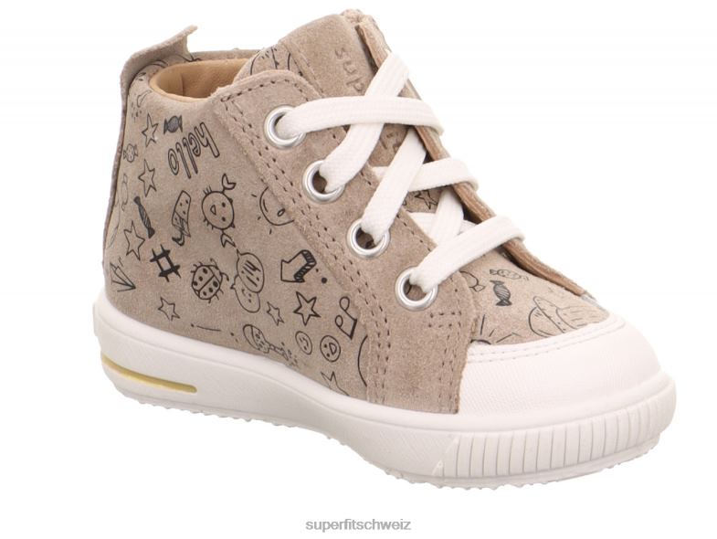Babys niedrige Turnschuhe 44B2D257 Superfit moppy – Sneaker Low mit Reißverschluss beige/weiß