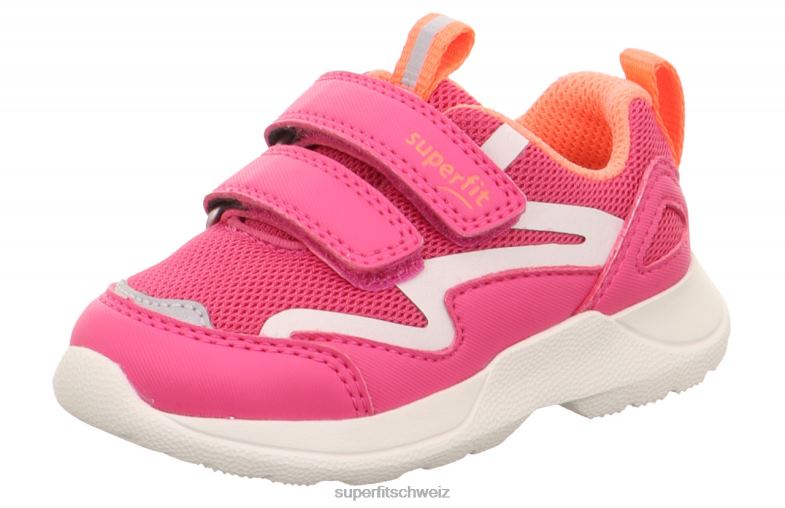 Babys niedrige Turnschuhe 44B2D261 Superfit Rush - Low-Sneaker mit Klettverschluss rosa/orange
