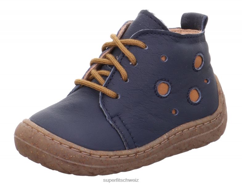 Babys niedrige Turnschuhe 44B2D263 Superfit Saturnus - Low-Sneaker mit Schnürung blau/braun