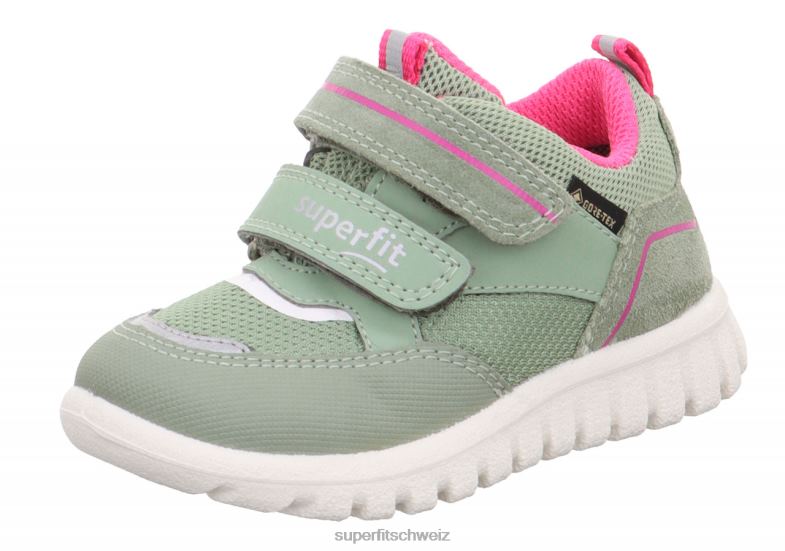 Babys niedrige Turnschuhe 44B2D267 Superfit sport7 mini – Sneaker Low mit Klettverschluss hellgrün/rosa