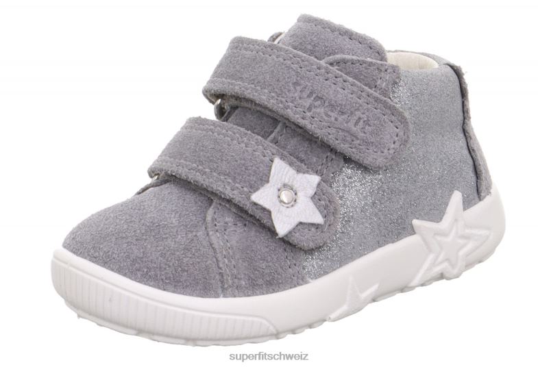 Babys niedrige Turnschuhe 44B2D271 Superfit Starlight – Sneaker Low mit Klettverschluss hellgrau