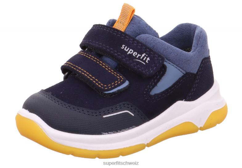 Babys niedrige Turnschuhe 44B2D283 Superfit Cooper – Sneaker Low mit Klettverschluss blau/orange